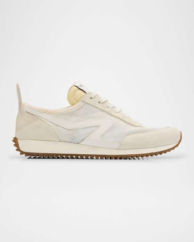 Mixed Leather Retro Runner Sneakers